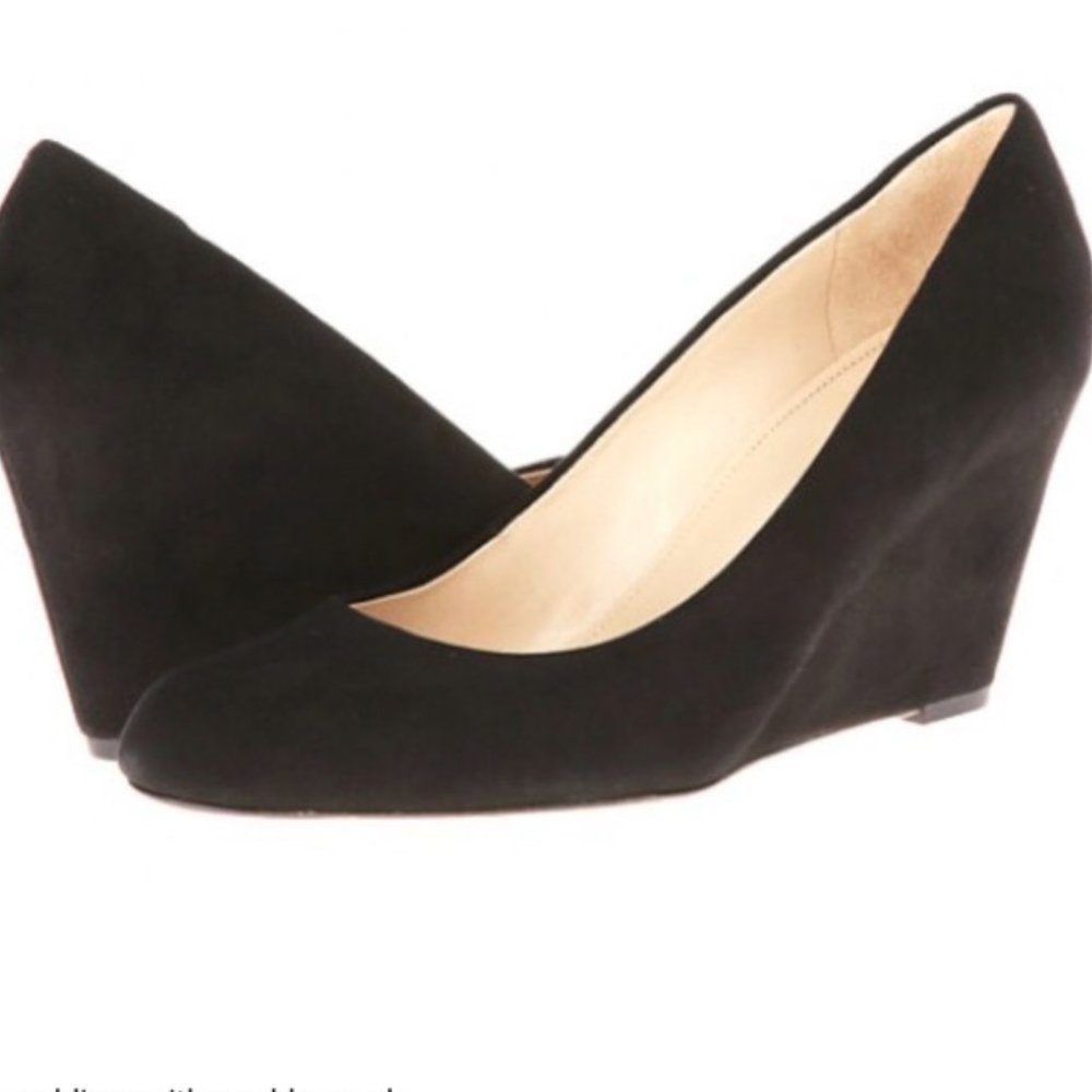 Via Spiga Darby Brown Suede Wedge Cocktail Pump Almond toe Shoes SZ10
